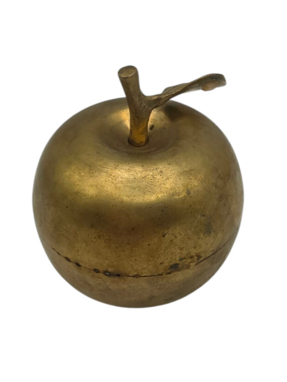 Vintage Solid Brass Apple Bell One Leaf Stem Working Bell Paperweight